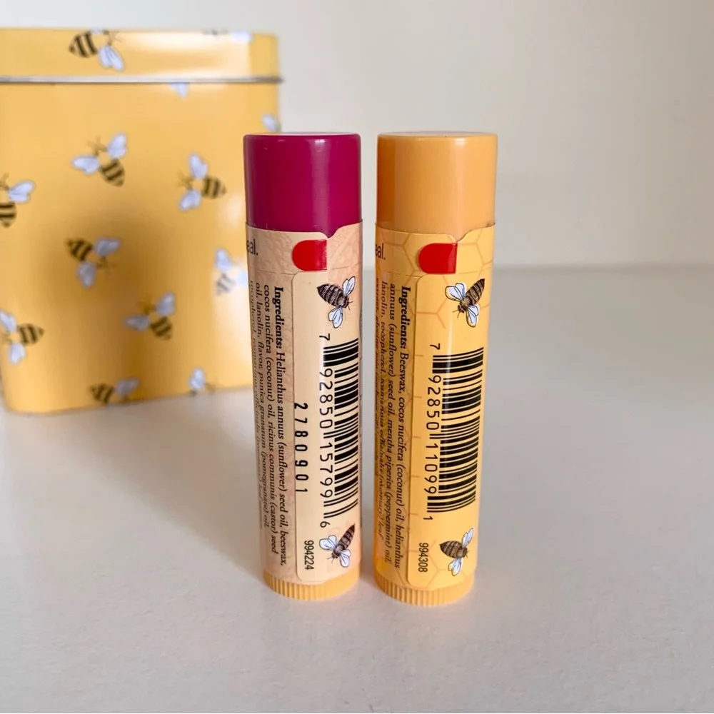 Burts bees chapstick tin case set